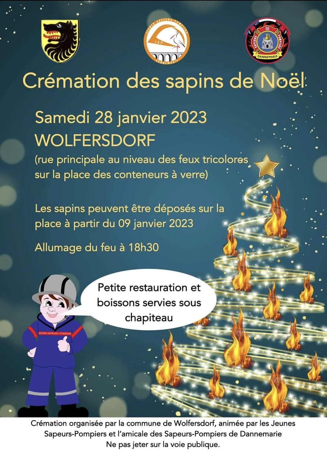 Crémation des sapins de Noël Ville de Dannemarie